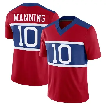 ＃10 Men's Eli Manning Red Limited New York Giants Century Alternate Vapor F.U.S.E. Jersey