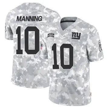 ＃10 Youth Eli Manning Arctic Camo Limited New York Giants 2024 Salute to Service Jersey