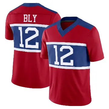 ＃12 Men's Jordan Bly Red Limited New York Giants Century Alternate Vapor F.U.S.E. Jersey