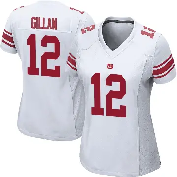 ＃12 Women's Jamie Gillan White Game New York Giants Jersey