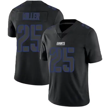 ＃25 Men's Dante Miller Black Impact Limited New York Giants Jersey