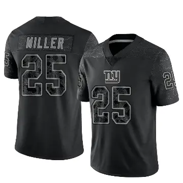 ＃25 Men's Dante Miller Black Limited New York Giants Reflective Jersey