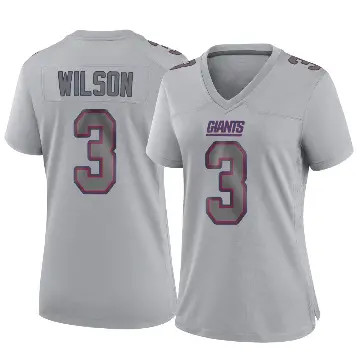 ＃3 Women's Russell Wilson Gray Game New York Giants Atmosphere Fashion Jersey