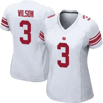 ＃3 Women's Russell Wilson White Game New York Giants Jersey
