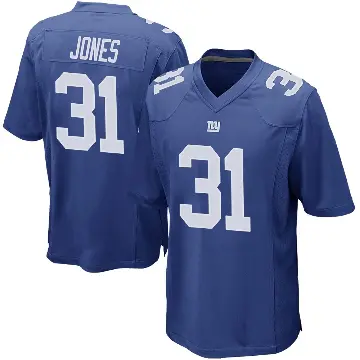 ＃31 Men's Nic Jones Royal Game New York Giants Team Color Jersey