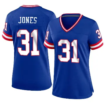 ＃31 Women's Nic Jones Royal Game New York Giants Classic Jersey