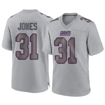 ＃31 Youth Nic Jones Gray Game New York Giants Atmosphere Fashion Jersey