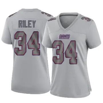 ＃34 Women's Elijah Riley Gray Game New York Giants Atmosphere Fashion Jersey
