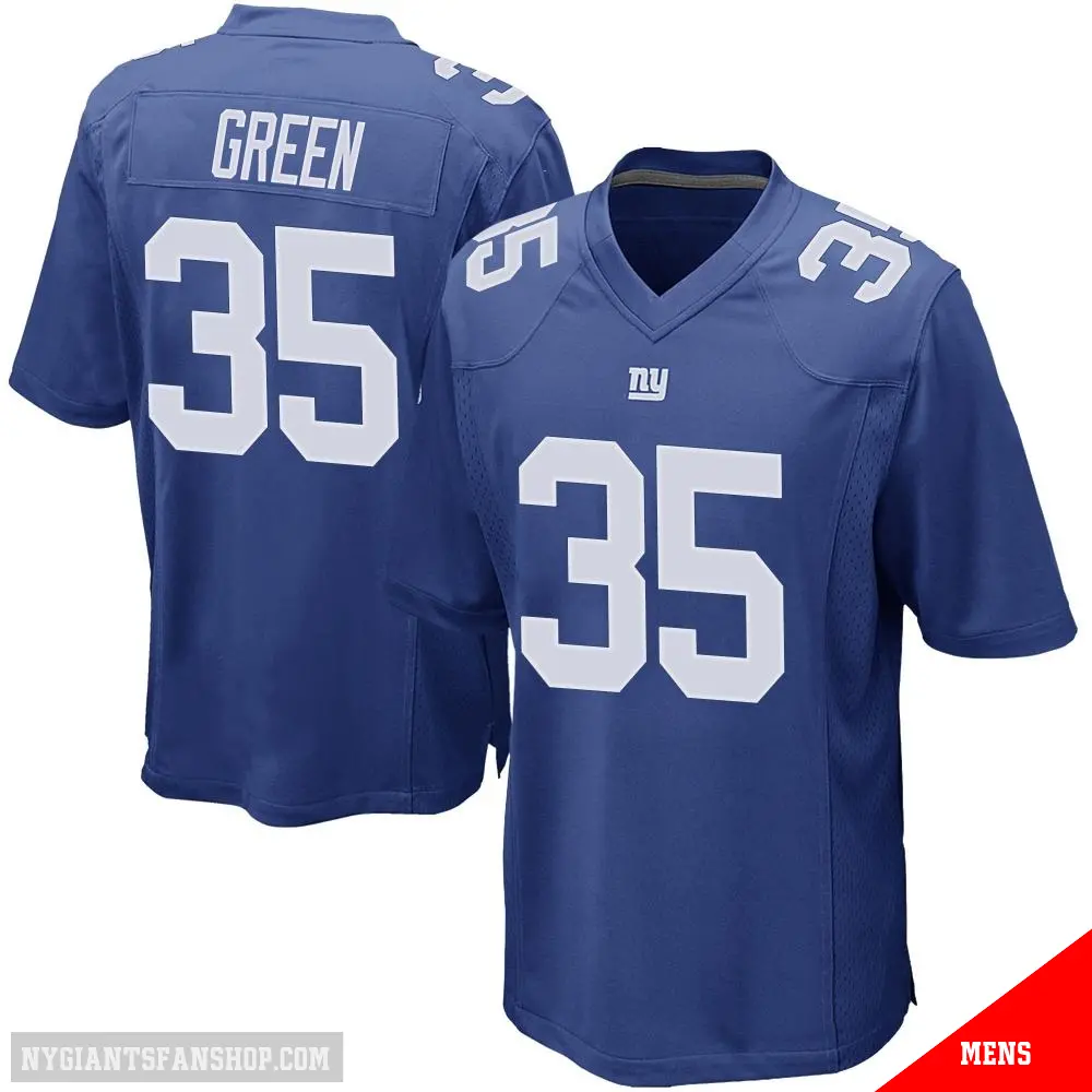 ＃35 Men's Art Green Royal Game New York Giants Team Color Jersey