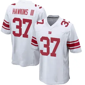 ＃37 Men's Tre Hawkins III White Game New York Giants Jersey