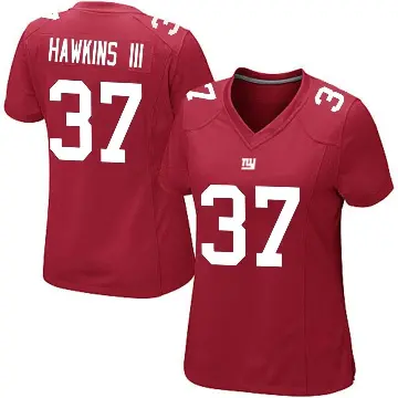 ＃37 Women's Tre Hawkins III Red Game New York Giants Alternate Jersey