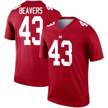 ＃43 Men's Darrian Beavers Red Legend New York Giants Inverted Jersey