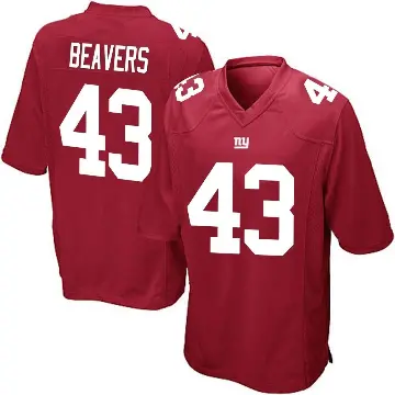＃43 Youth Darrian Beavers Red Game New York Giants Alternate Jersey