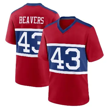 ＃43 Youth Darrian Beavers Red Game New York Giants Century Alternate Jersey