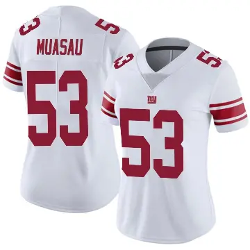 ＃53 Women's Darius Muasau White Limited New York Giants Vapor Untouchable Jersey
