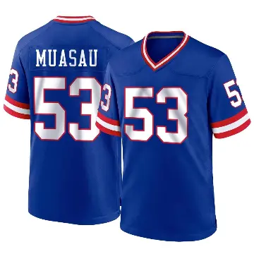 ＃53 Youth Darius Muasau Royal Game New York Giants Classic Jersey