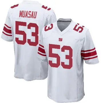 ＃53 Youth Darius Muasau White Game New York Giants Jersey