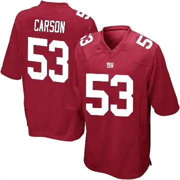＃53 Youth Harry Carson Red Game New York Giants Alternate Jersey