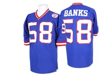 ＃58 Men's Carl Banks Blue Authentic New York Giants Throwback Jersey