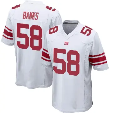 ＃58 Men's Carl Banks White Game New York Giants Jersey