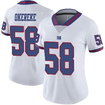 ＃58 Women's Bobby Okereke White Limited New York Giants Color Rush Jersey