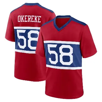 ＃58 Youth Bobby Okereke Red Game New York Giants Century Alternate Jersey