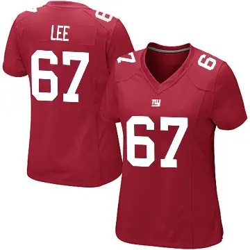 ＃67 Women's Ricky Lee Red Game New York Giants Alternate Jersey