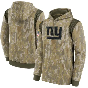 Men's Camo New York Giants 2021 Salute to Service Therma Performance Pullover Hoodie