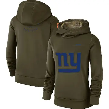 Women's Olive New York Giants 2018 Salute to Service Team Logo Performance Pullover Hoodie